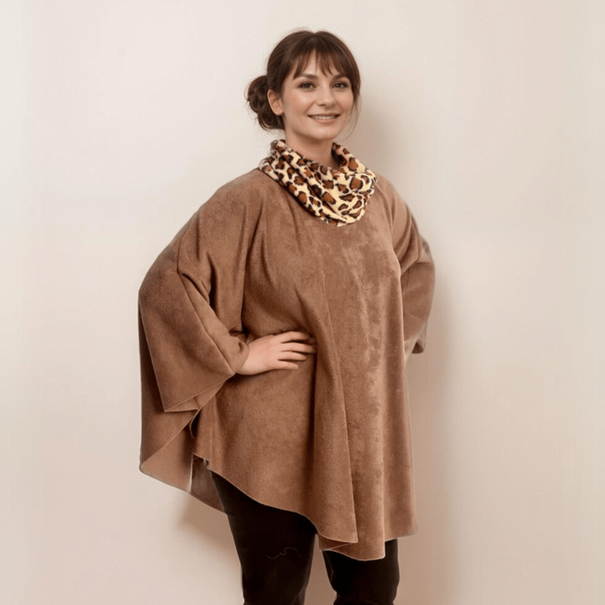 FLEECE POLO NECK OVERSIZED PONCHO / JUMPER - FullFab