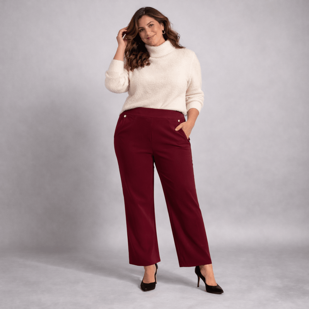 Wide Leg Trousers with Feature Button Pockets - FullFab