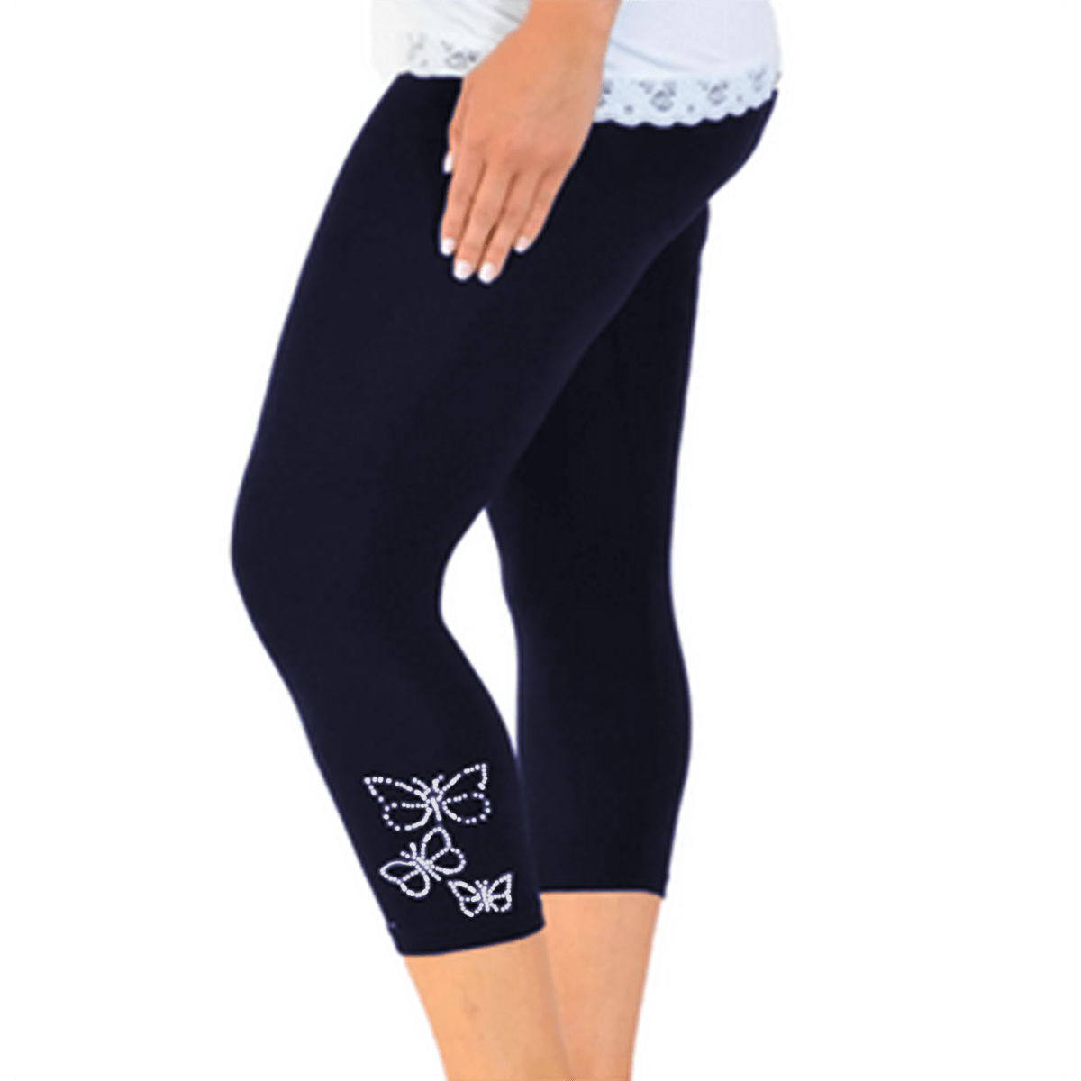 Butterfly Embellished Capris featuring a stylish design and comfortable fit.