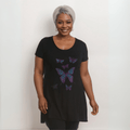 ROCKTHOSECURVES FLARED HEM STUDDED BUTTERFLIES LONG TOP - FullFab