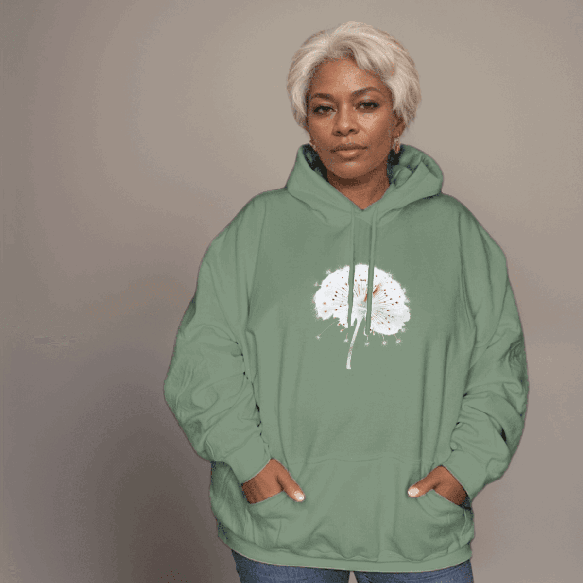 Cotton Hoodie with Dandelion Print - FullFab