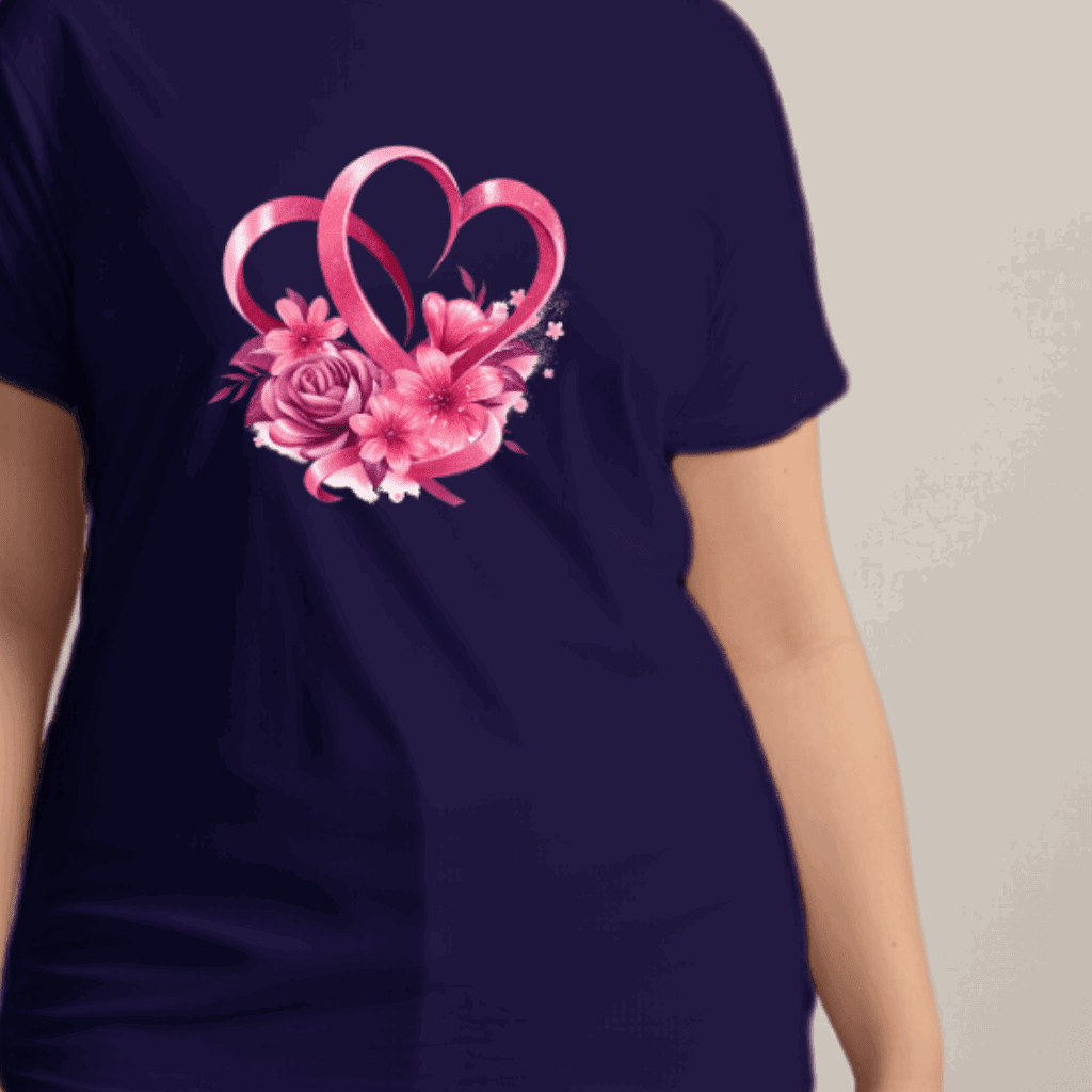 Cotton Ribbon-Heart Print T-Shirt - FullFab