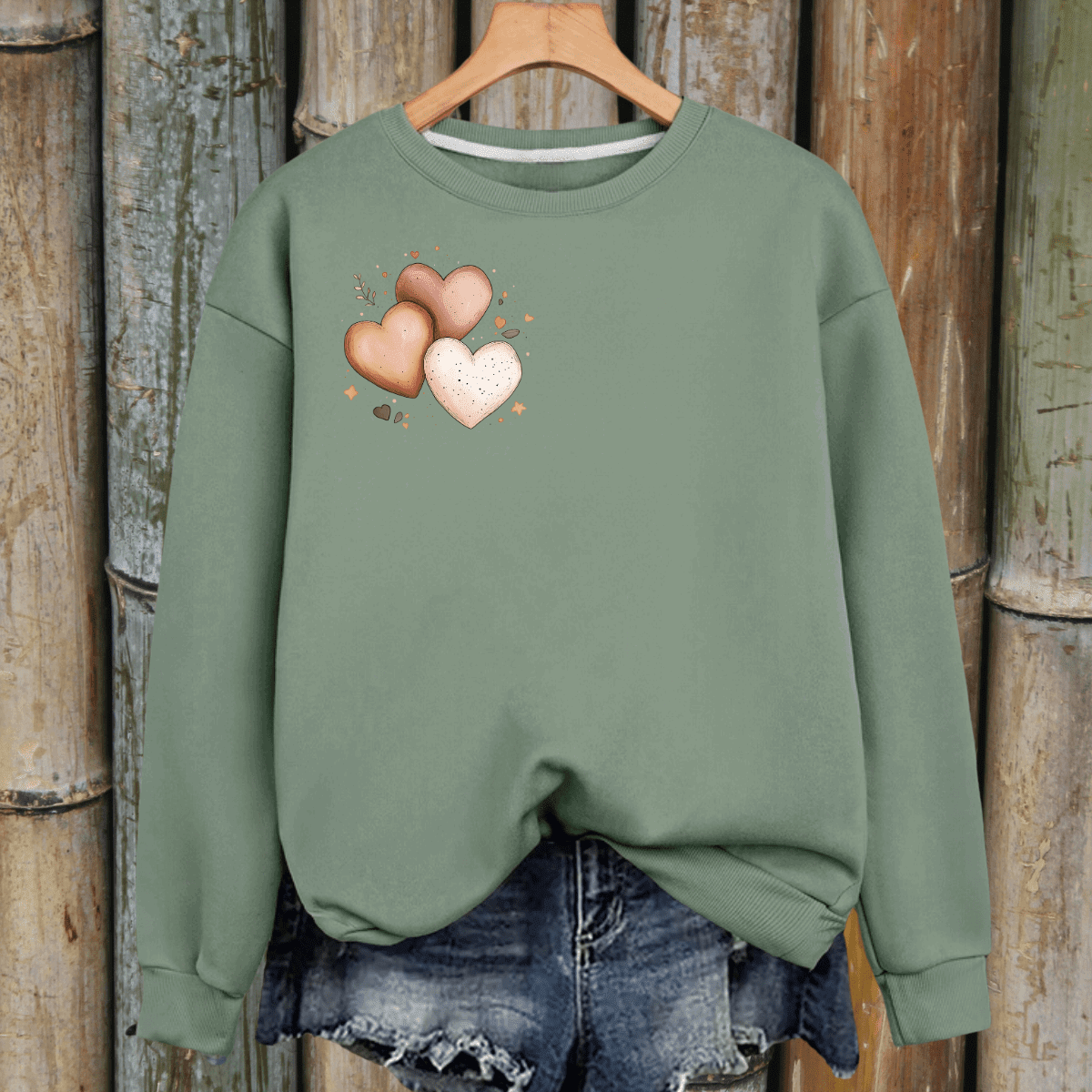 Cotton Triple Heart Sweatshirt - FullFab