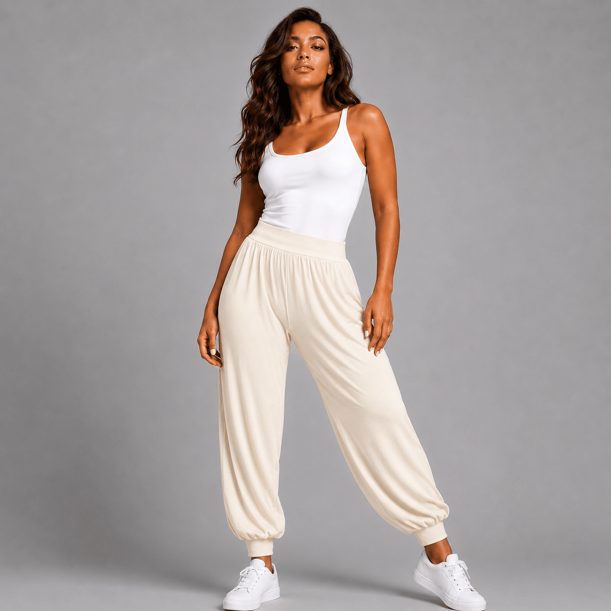 Soft Stretchy High Waist Harem Pants - FullFab