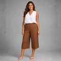 Crinkle Pleated Elastic Waist Culottes / Long Shorts - FullFab