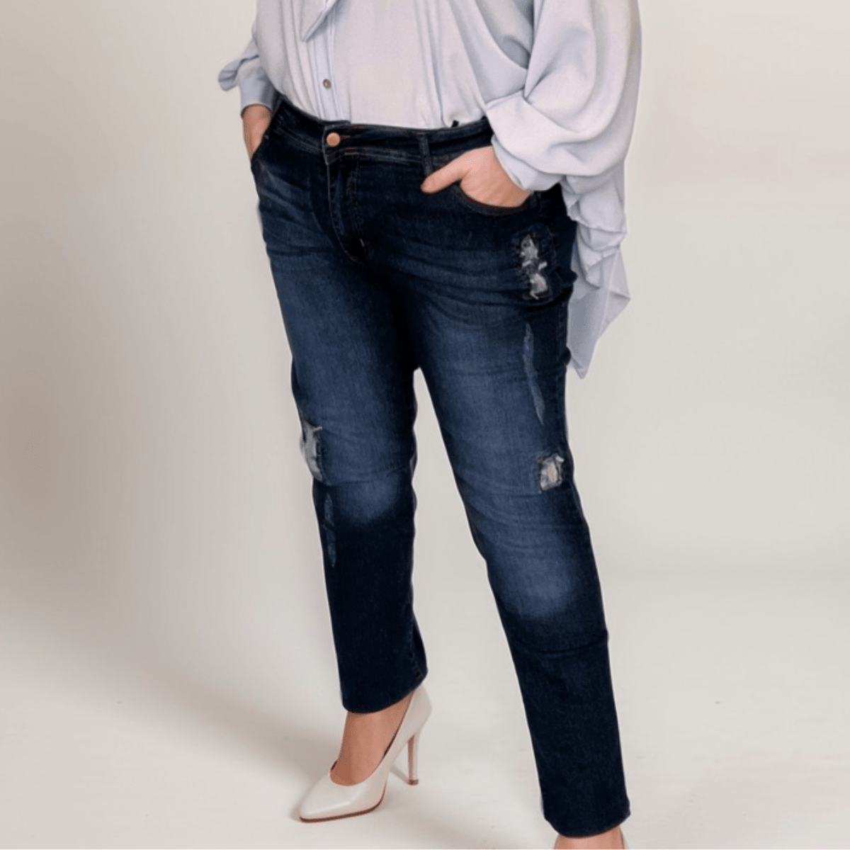 SUPER STRETCHY DENIM JEANS WITH SEQUIN PATCHES - FullFab