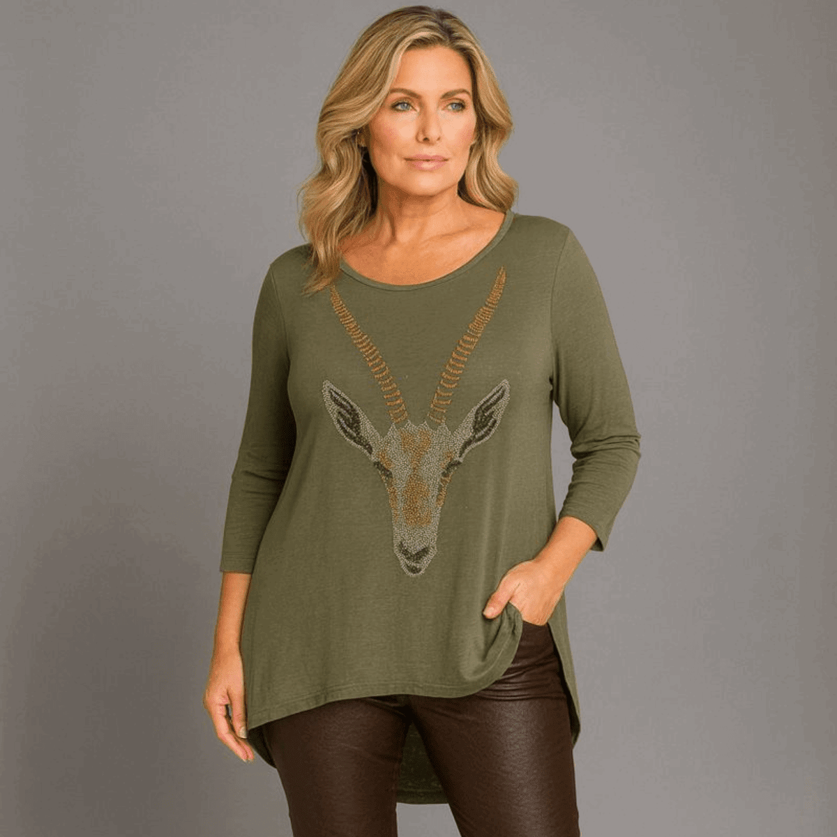 Dipped Hem Diamanté Gazelle Top - FullFab