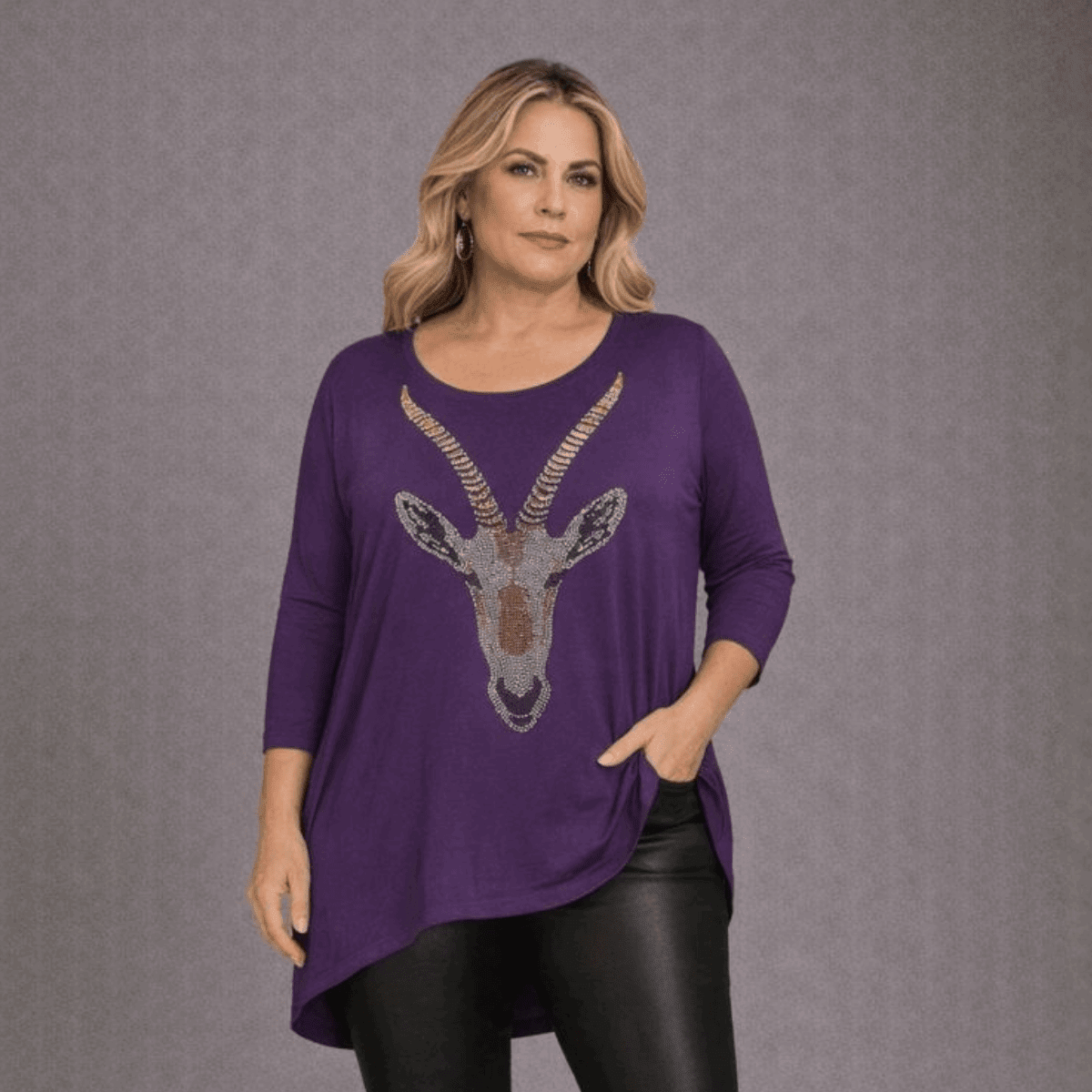 Dipped Hem Diamanté Gazelle Top - FullFab