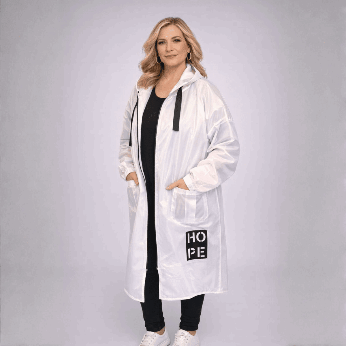 Dipped Hem Long Length Lined Rain Mac with Hood - FullFab