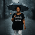 Dipped Hem T-Shirt with Bold Slogan for Plus-Size Women - RockThoseCurves - FullFab