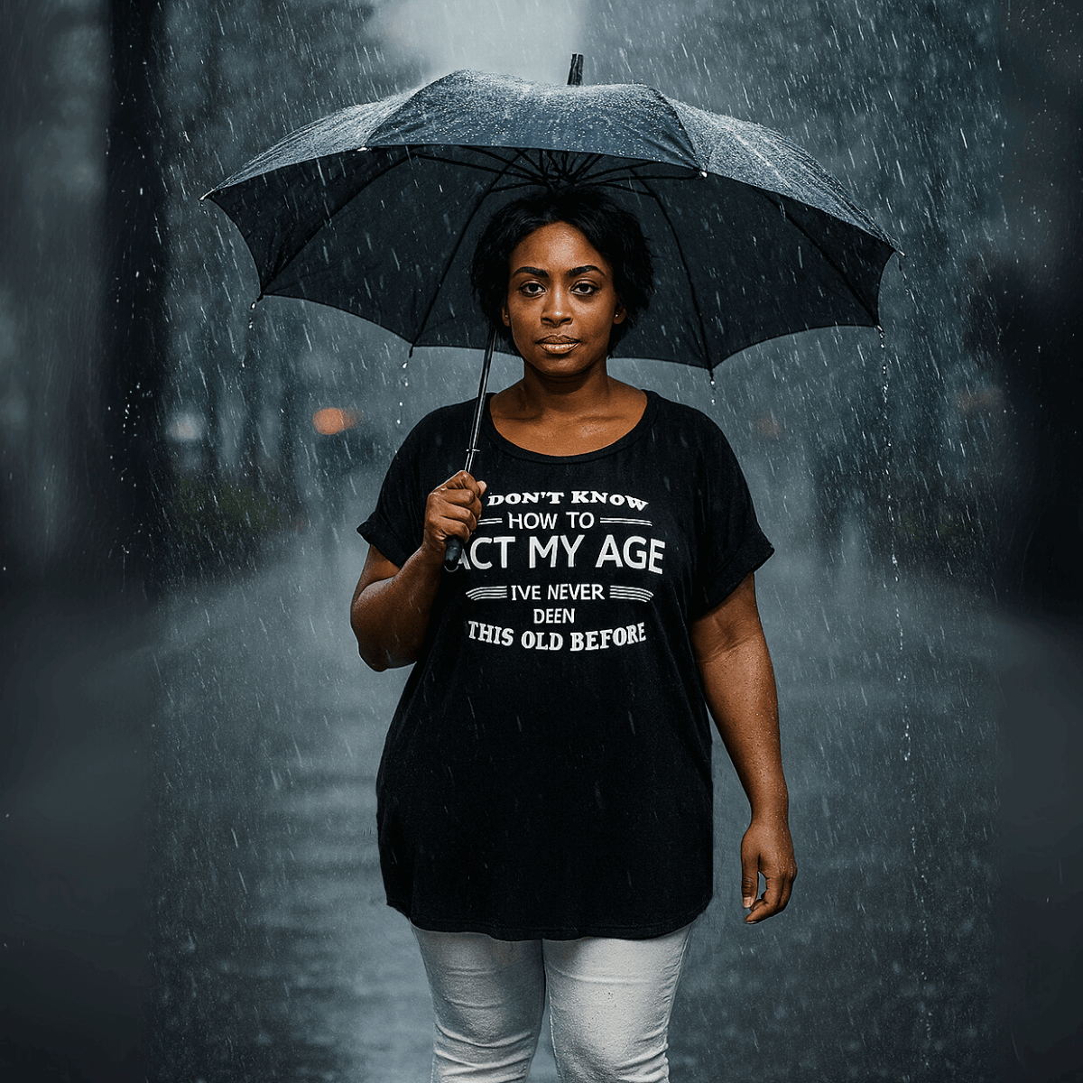 Dipped Hem T-Shirt with Bold Slogan for Plus-Size Women - RockThoseCurves - FullFab