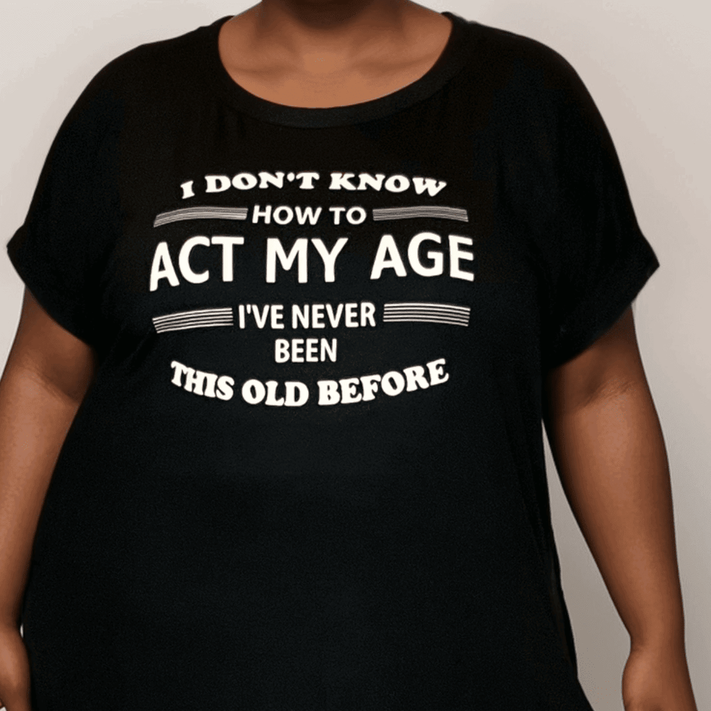 Dipped Hem T-Shirt with Bold Slogan for Plus-Size Women - RockThoseCurves - FullFab