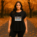 Dipped-Hem T-Shirt with Retro Be Kind Print - FullFab