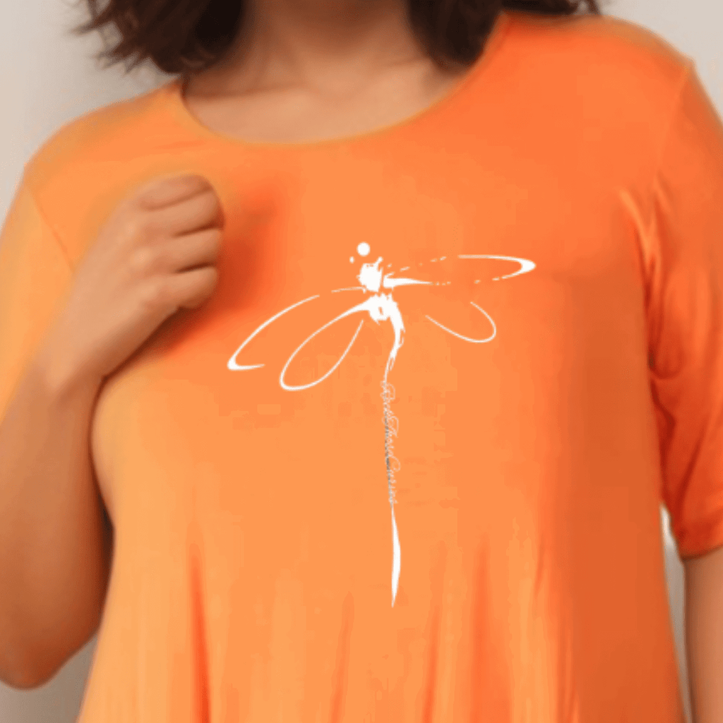 Dragonfly Button Sleeve Swing Top - FullFab
