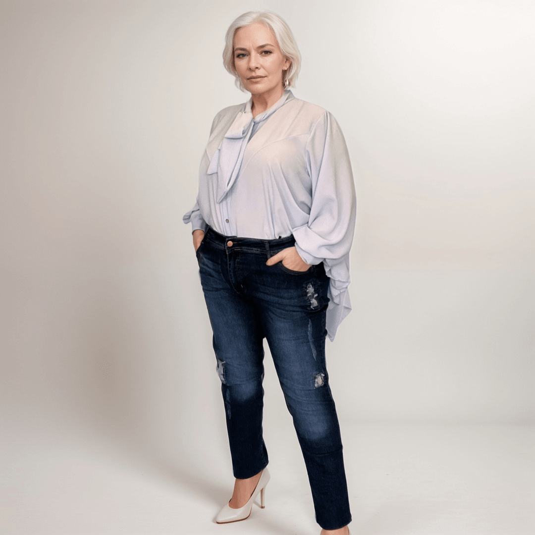 SUPER STRETCHY DENIM JEANS WITH SEQUIN PATCHES - FullFab