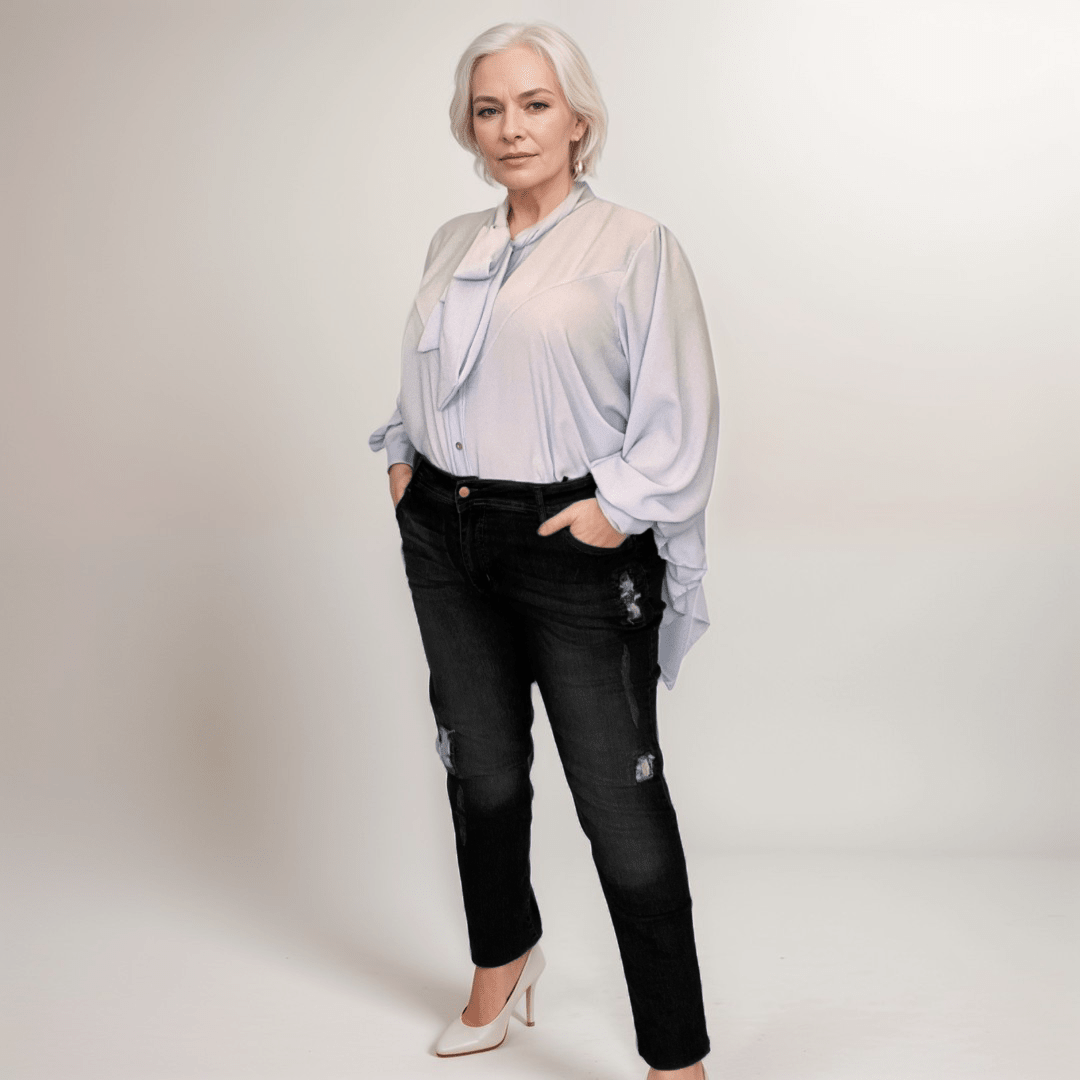 SUPER STRETCHY DENIM JEANS WITH SEQUIN PATCHES - FullFab