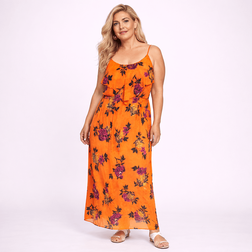 Strappy Peony Print Maxi Dress - FullFab