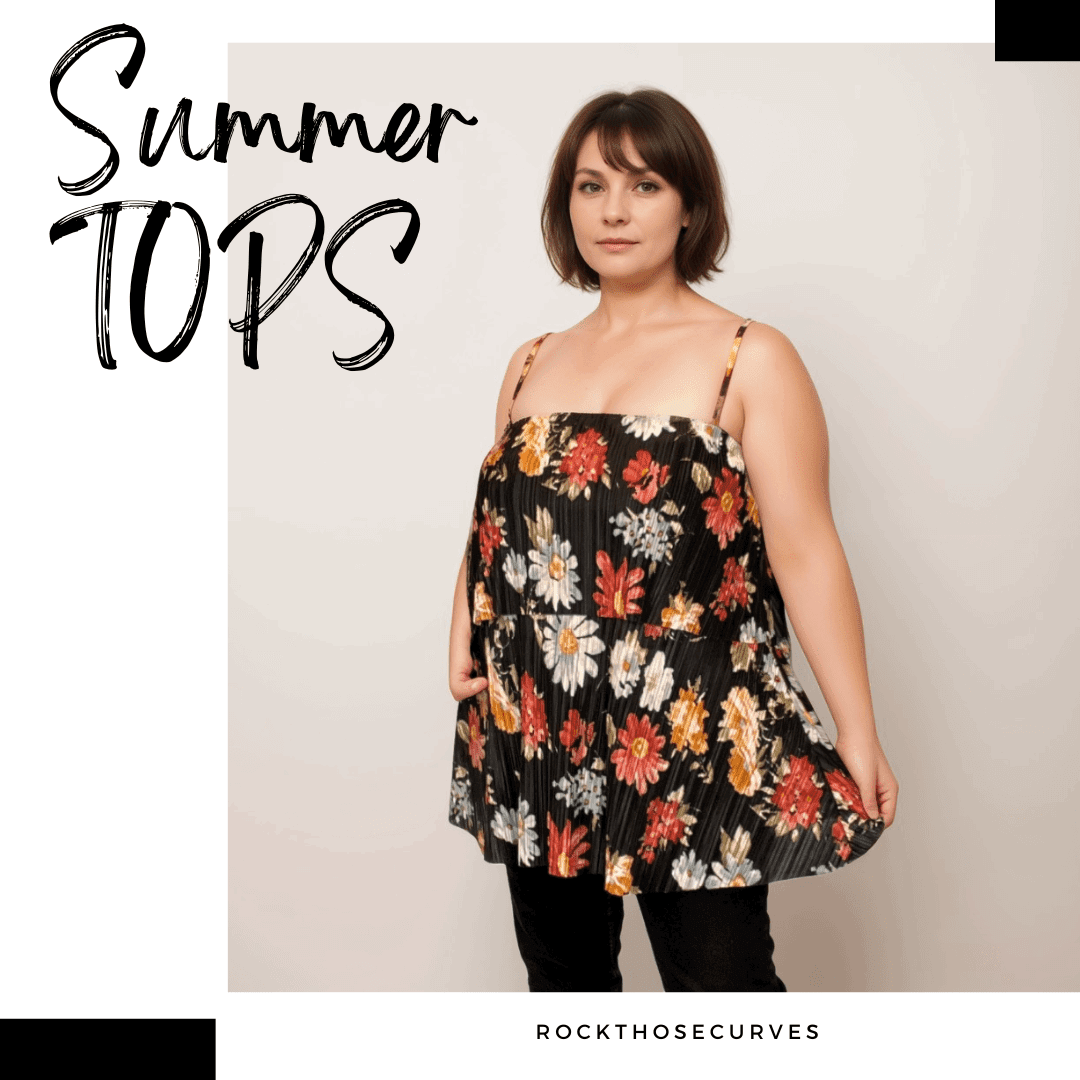FLORAL PLEATED STRAPPY LAYERED CAMI TOP - FullFab
