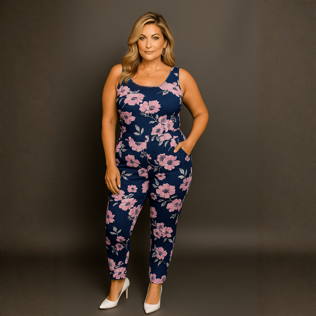Floral Sleeveless Elasticated Waist Jumpsuit - FullFab