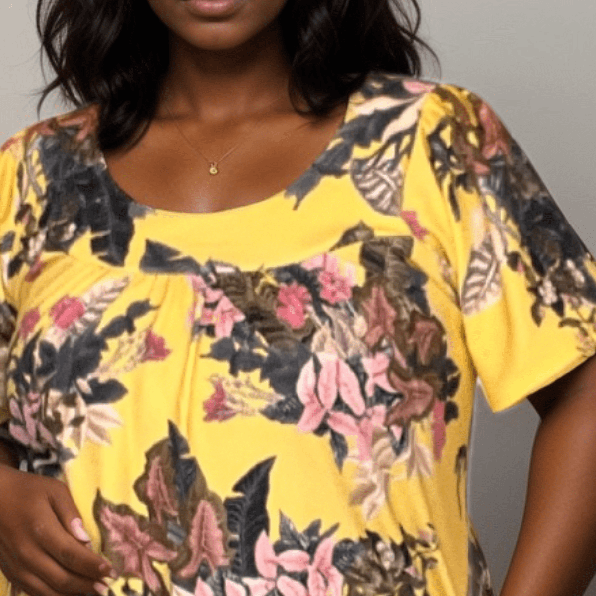 Yellow Tropical Short Sleeve Smock Top - FullFab