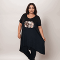 FLORAL SKULL HANKY HEM SWING TOP - FullFab