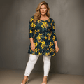 Dark Teal Yellow Swing Top - FullFab