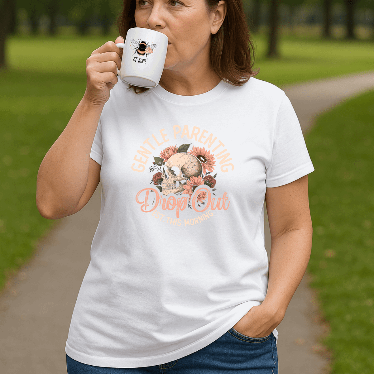 “Gentle Parenting Drop Out” Cotton T-shirt - FullFab