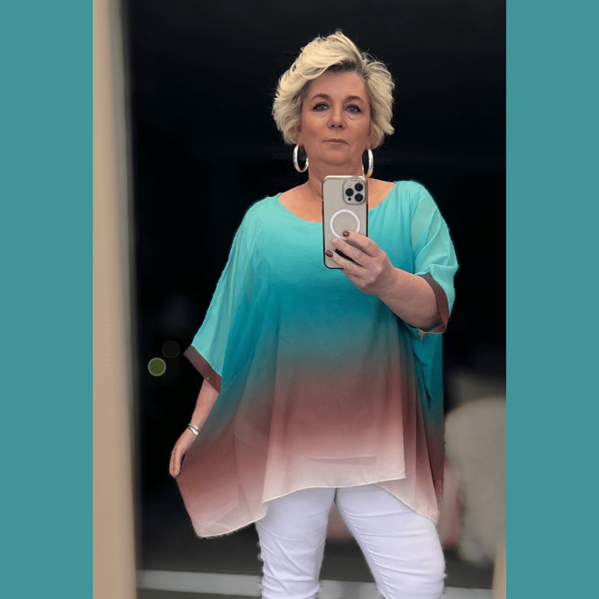 OMBRE CHIFFON OVERSIZED BATWING BLOUSE - FullFab