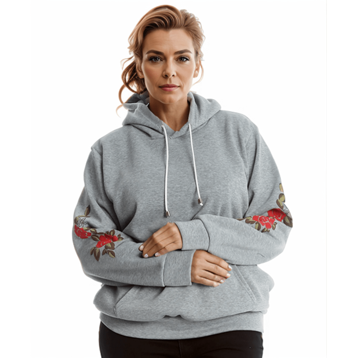 FLORAL SLEEVE POCKET FRONT HOODIE / JUMPER - FullFab