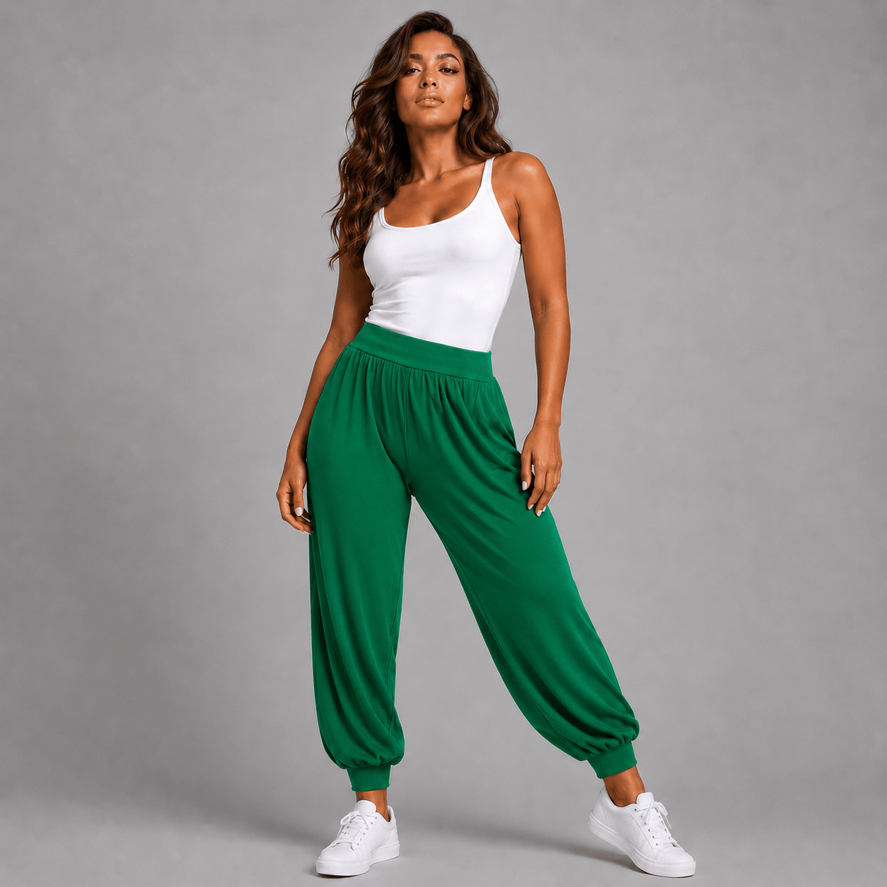 Soft Stretchy High Waist Harem Pants - FullFab