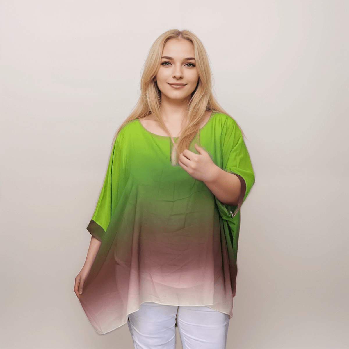 OMBRE CHIFFON OVERSIZED BATWING BLOUSE - FullFab