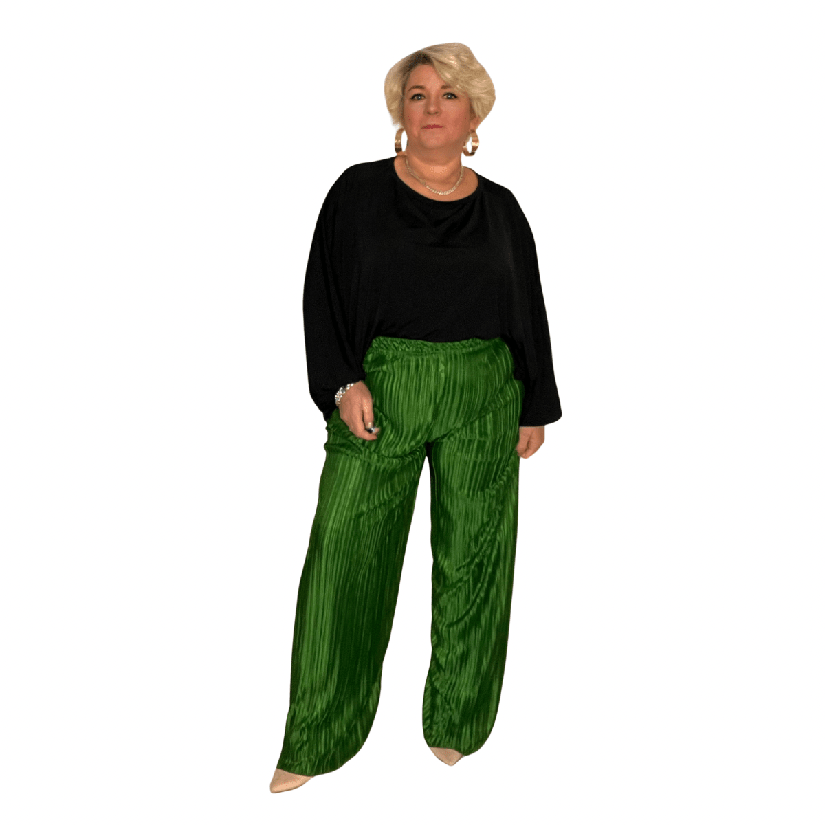 ROCKTHOSECURVES CRINKLE PLEATED ELASTIC WAIST TROUSERS - FullFab