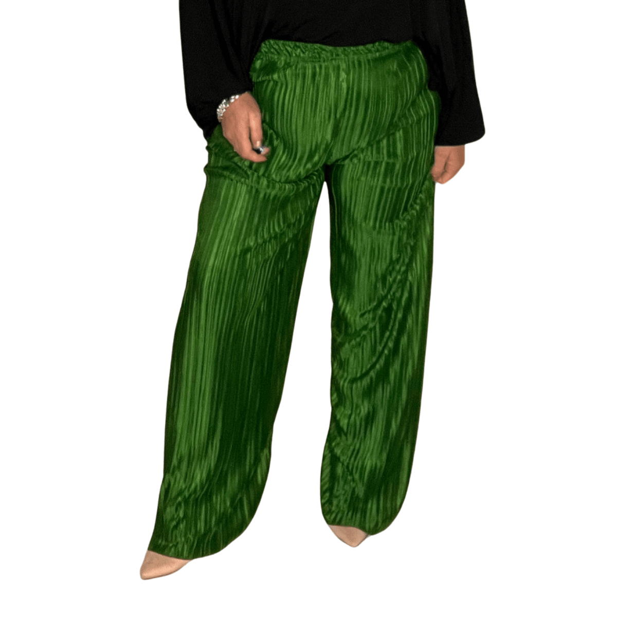 ROCKTHOSECURVES CRINKLE PLEATED ELASTIC WAIST TROUSERS - FullFab