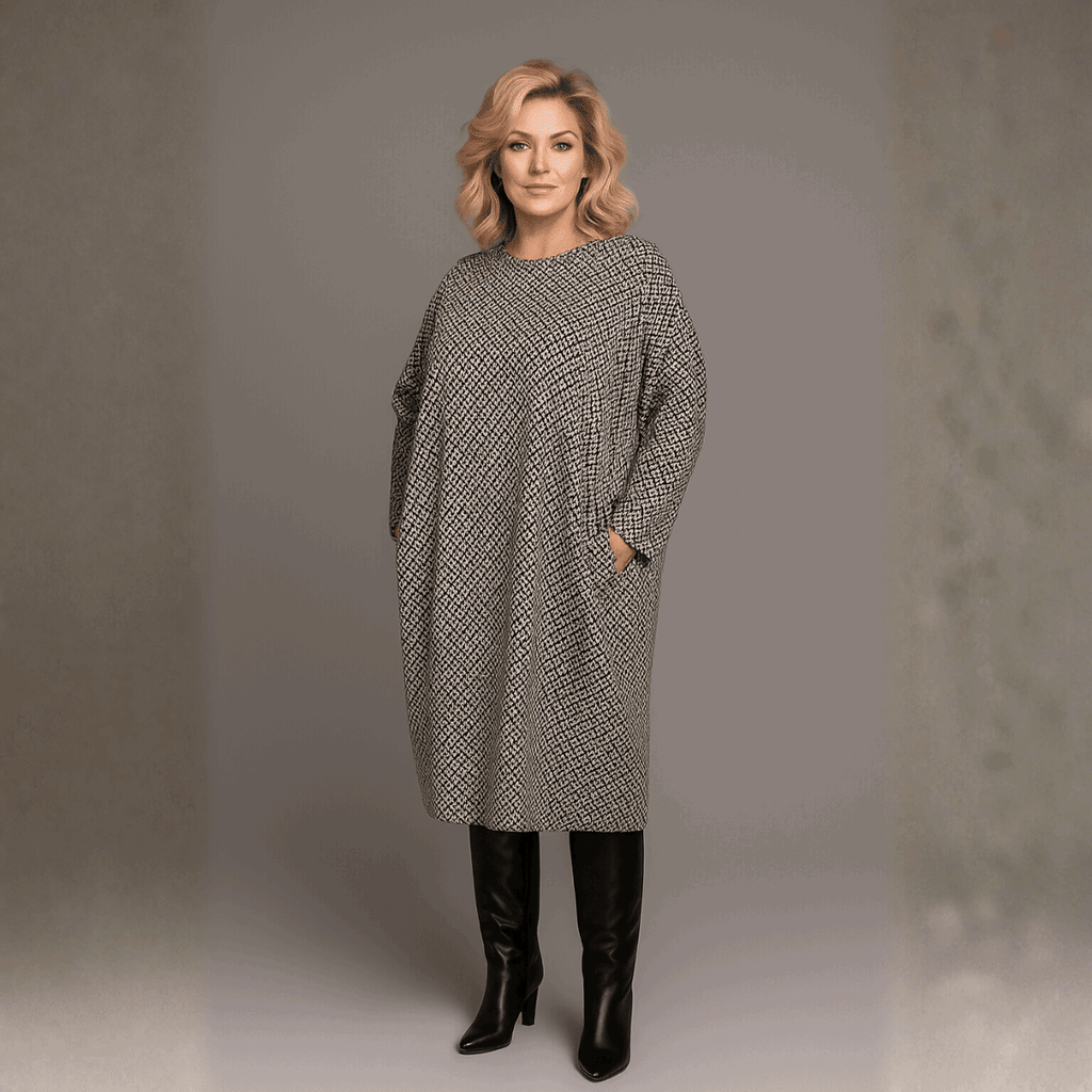 Grey Diamond Thick Pocket Dress - FullFab
