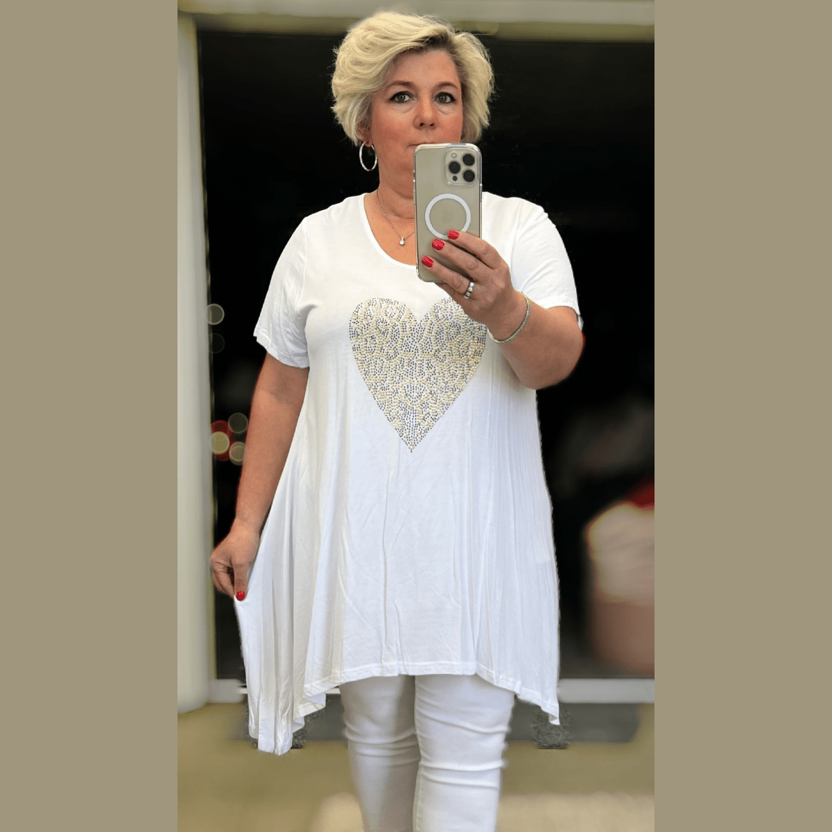 STUDDED HEART HANKY HEM LONG TOP - FullFab