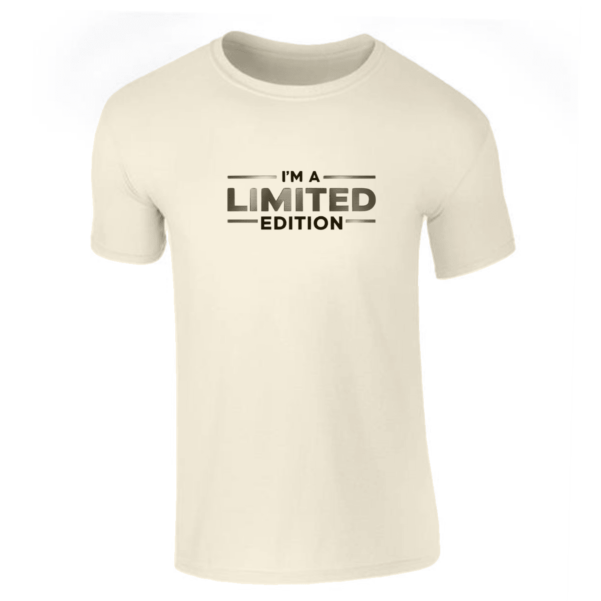 I'm a Limited Edition t-shirt in cream color with bold text design.