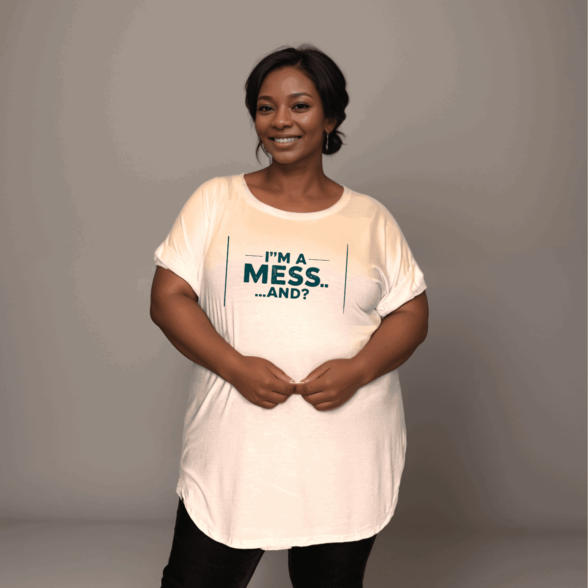 I'M A MESS DIPPED HEM T-SHIRT - FullFab