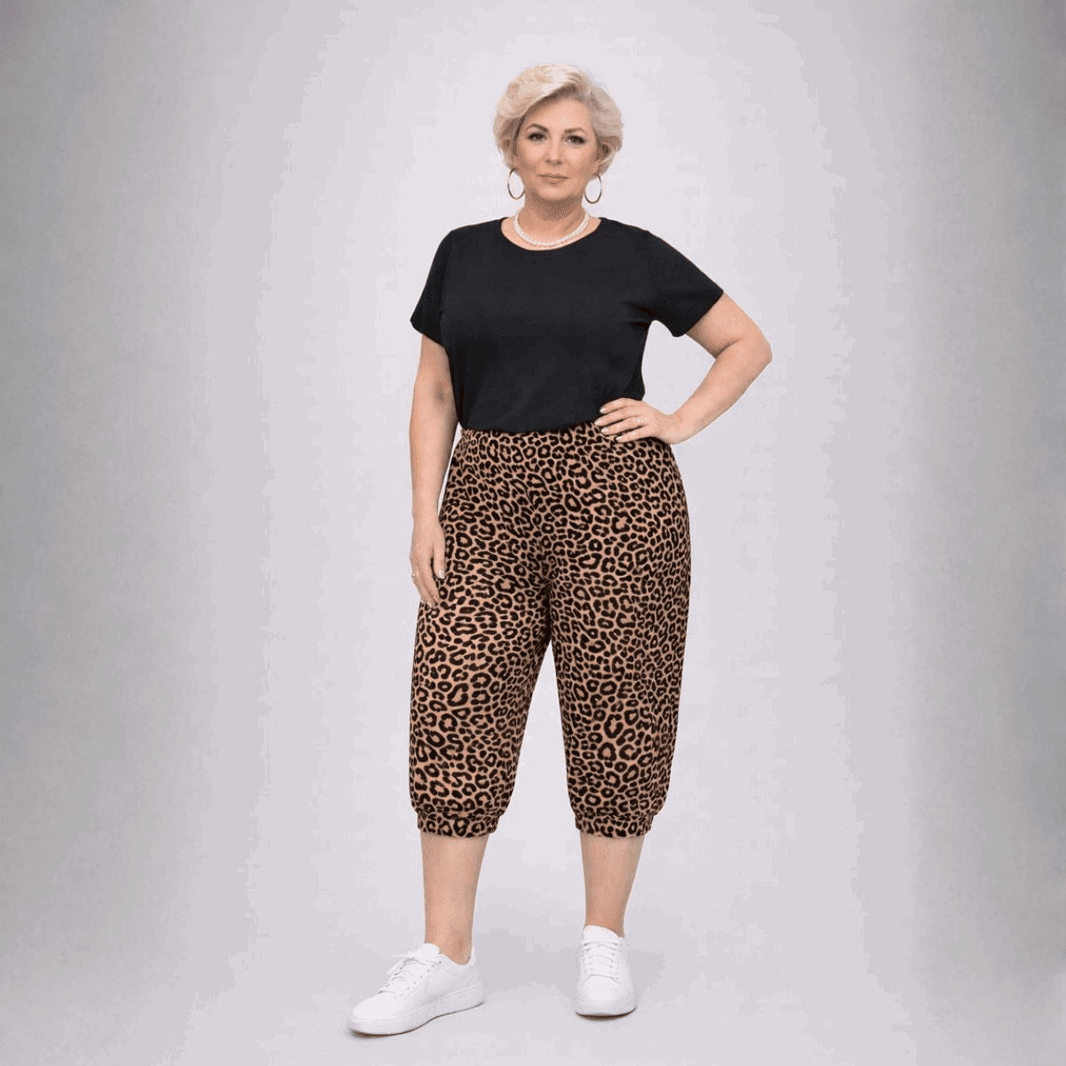 Leopard Jersey 3/4 Length Loose Fitting Ali Baba Pants / Shorts - FullFab