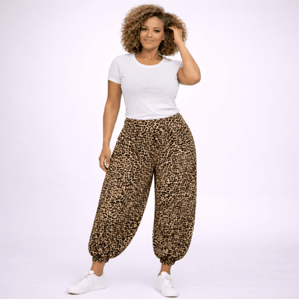 Leopard Print High Waist Harem Pants - FullFab