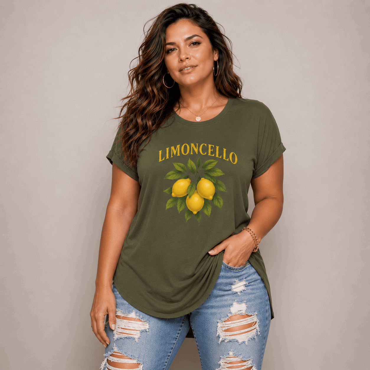 Limoncello Dipped Hem T-Shirt - FullFab