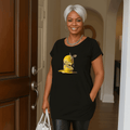 Long Lemon Print Dipped-Hem T-Shirt with Side Pockets - FullFab