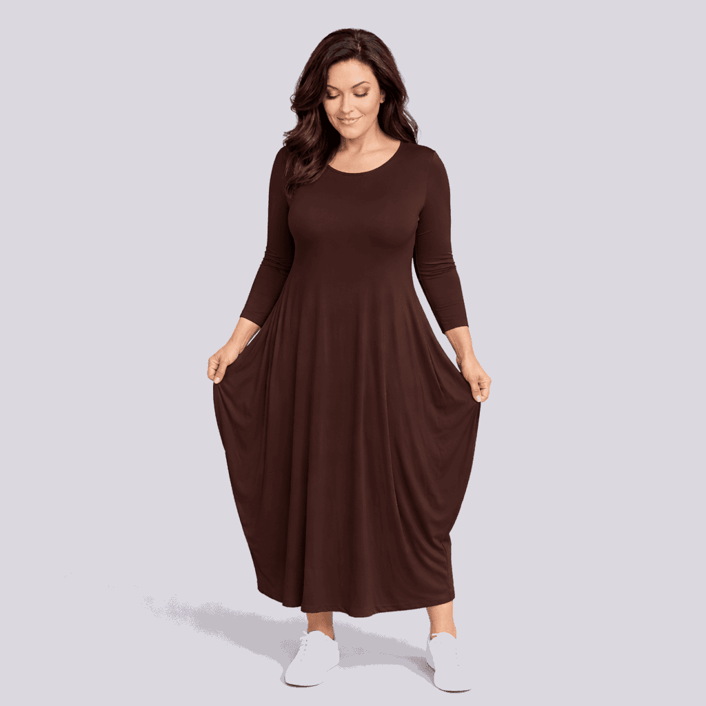 Long Sleeve Calf Length Dress - FullFab