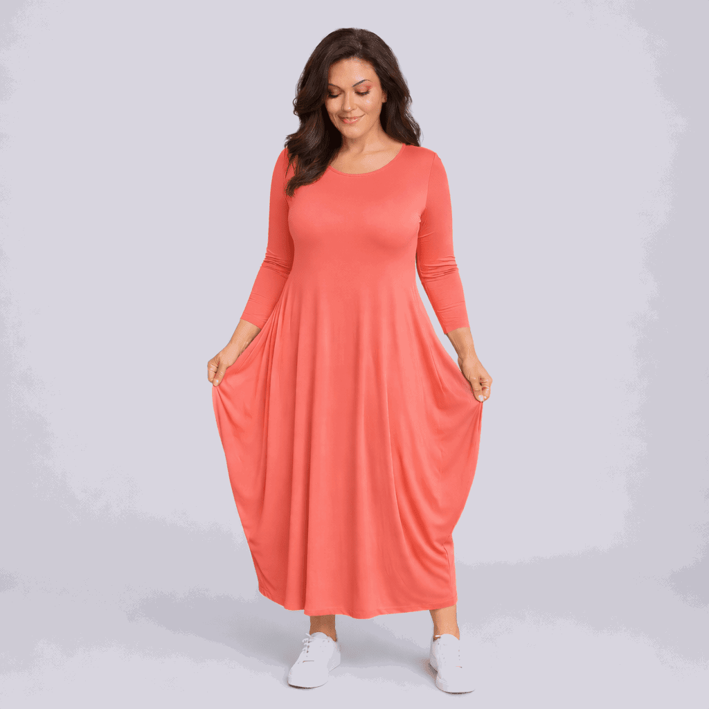 Long Sleeve Calf Length Dress - FullFab