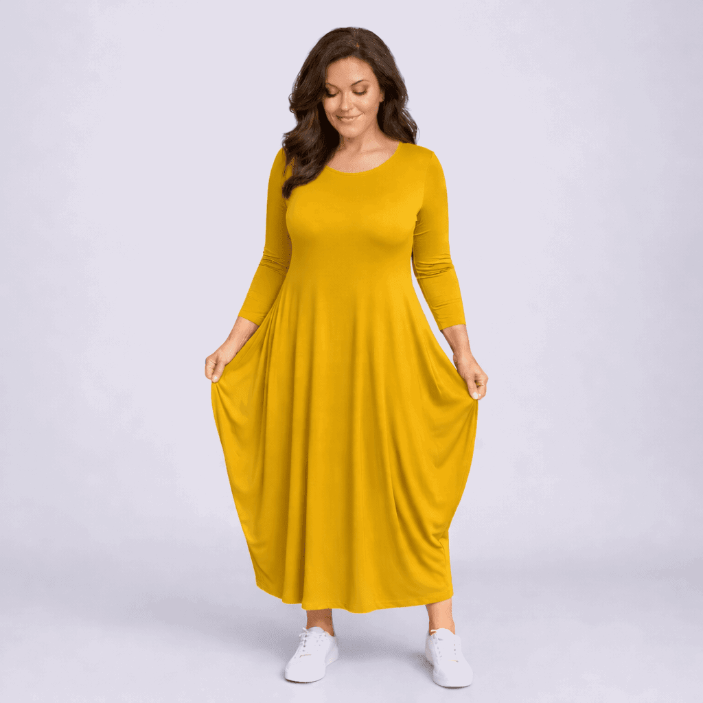 Long Sleeve Calf Length Dress - FullFab