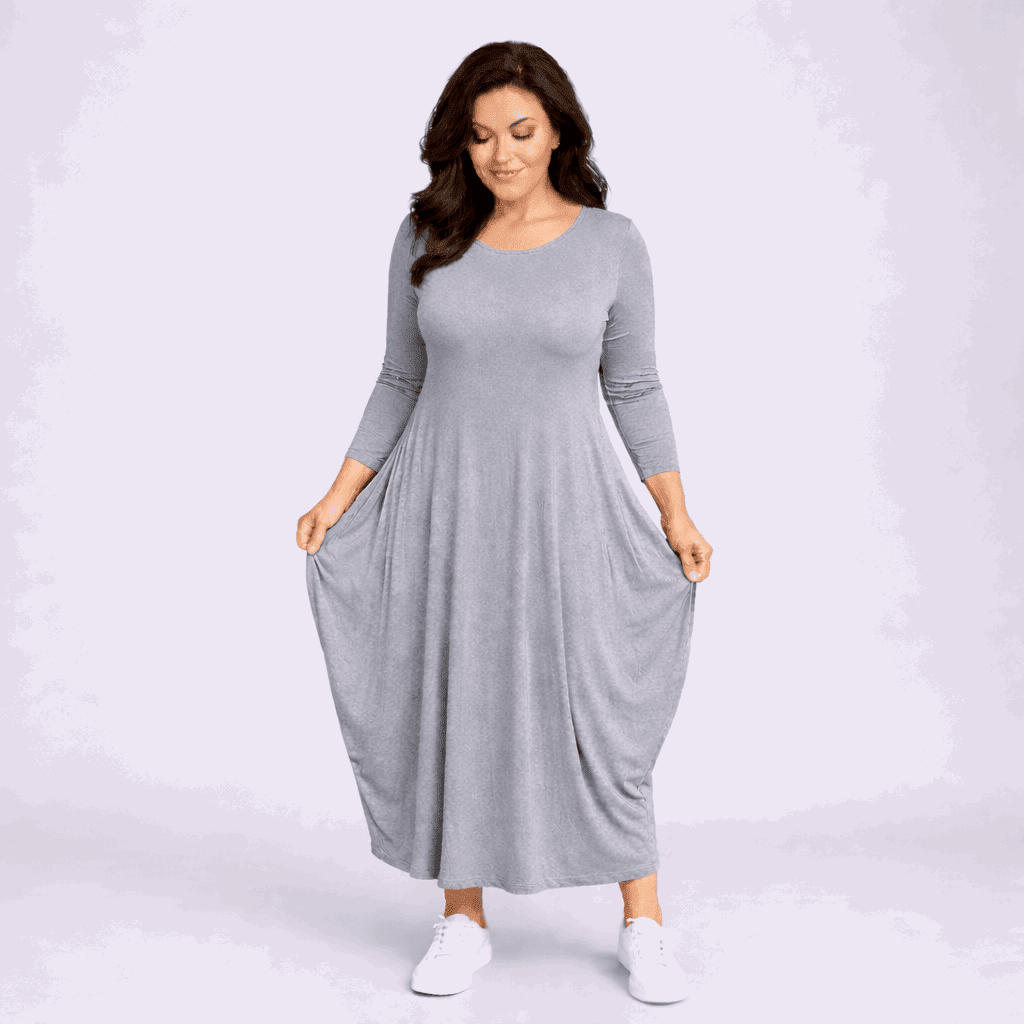 Long Sleeve Calf Length Dress - FullFab