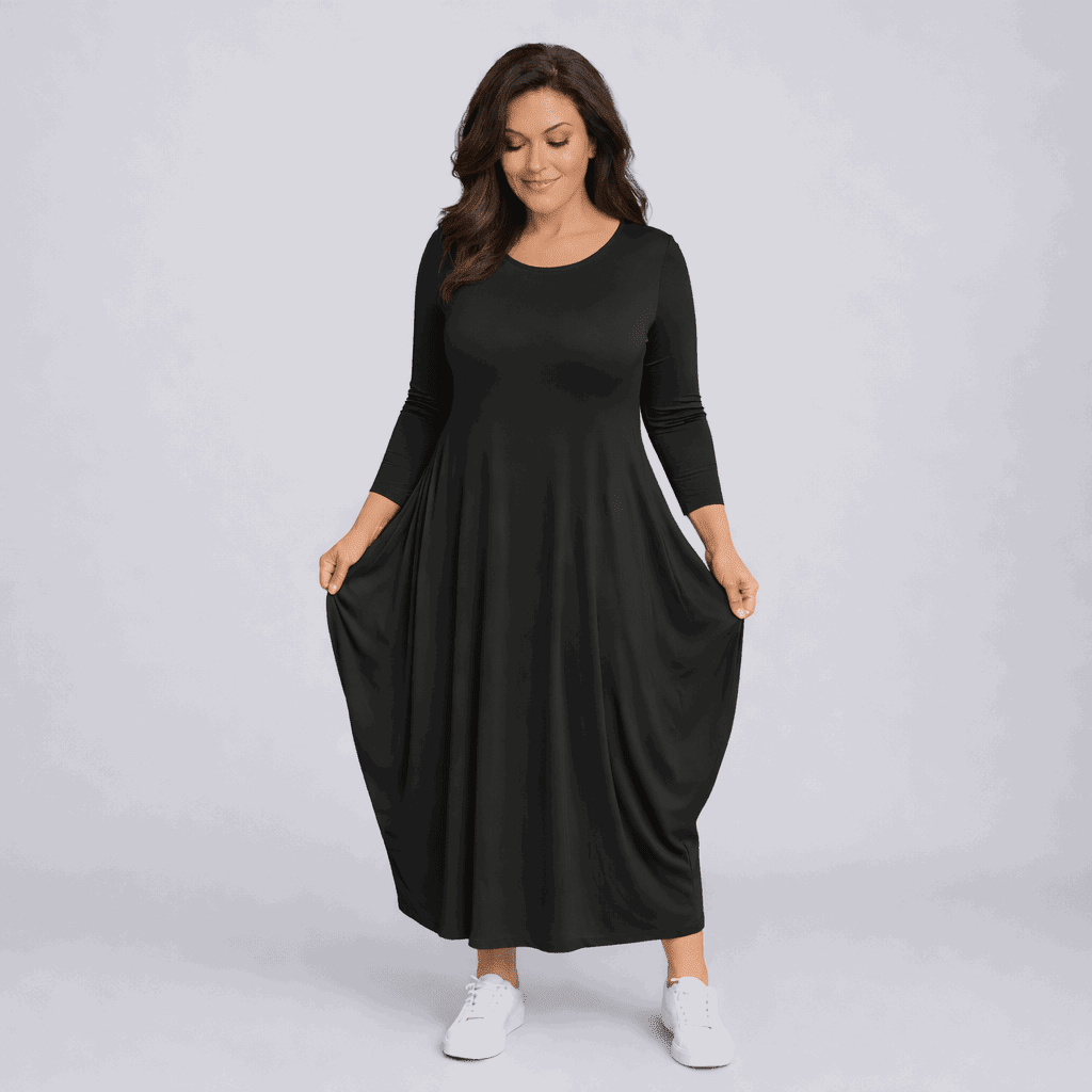 Long Sleeve Calf Length Dress - FullFab