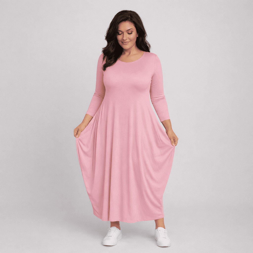 Long Sleeve Calf Length Dress - FullFab