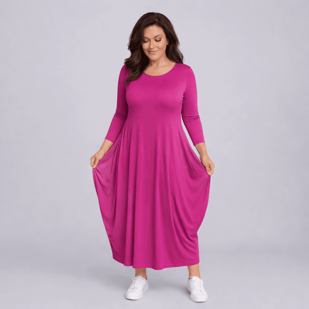 Long Sleeve Calf Length Dress - FullFab