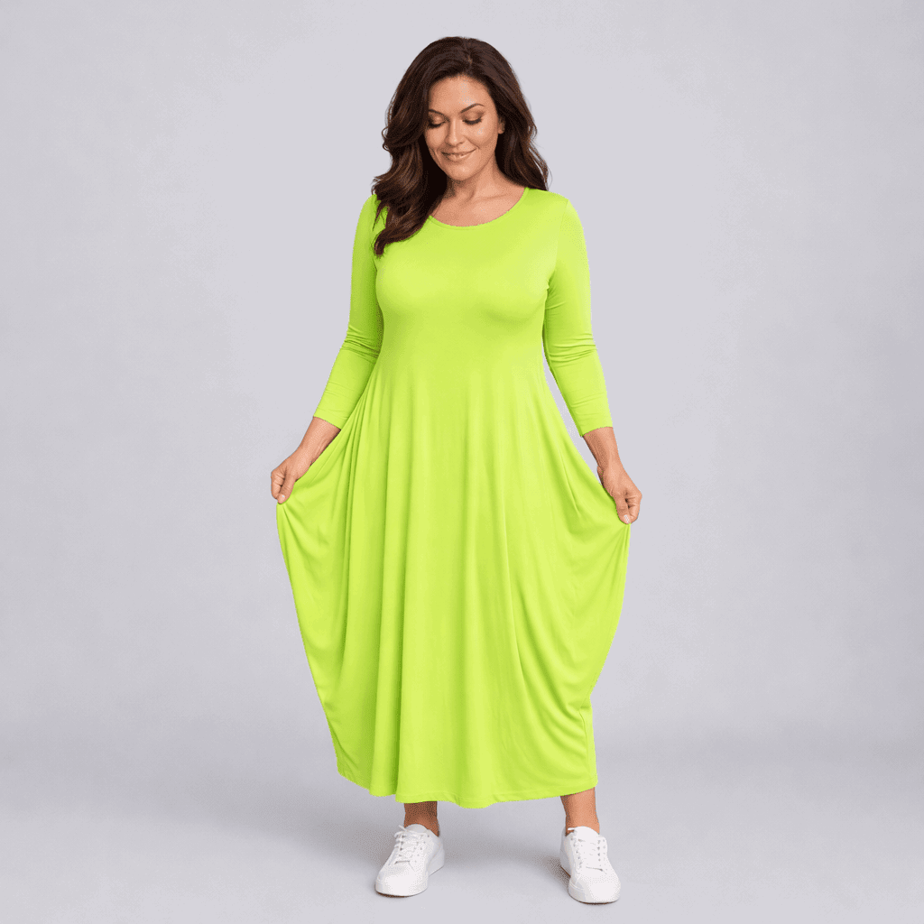 Long Sleeve Calf Length Dress - FullFab