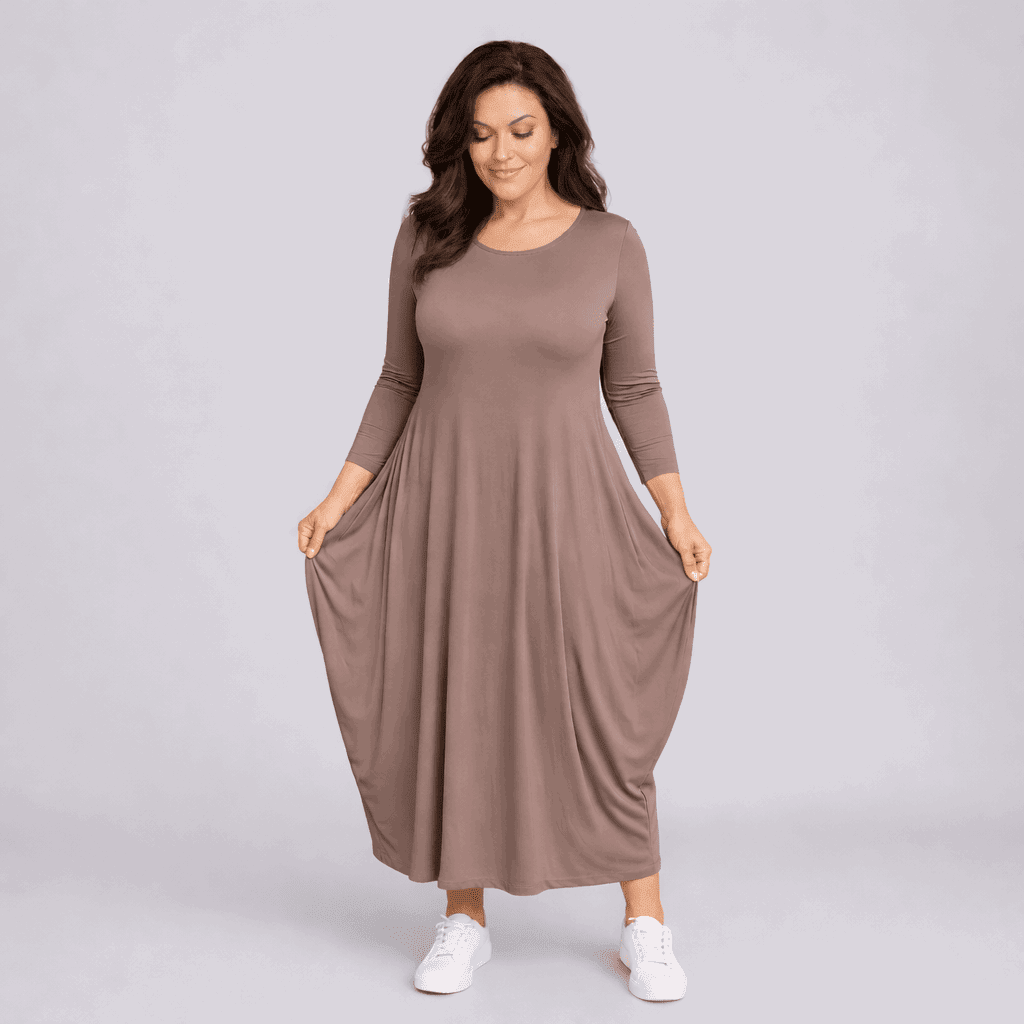 Long Sleeve Calf Length Dress - FullFab